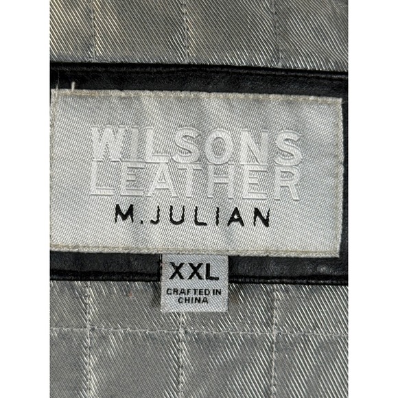 Wilsons Leather M Julian Black Motorcycle Jacket Mens XXL Stripes Biker Racer - Picture 7 of 11